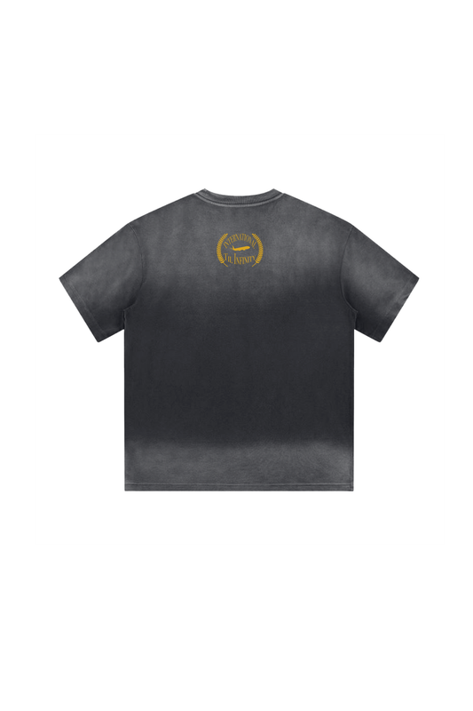 Black t-shirt with intl4eva logo on the back