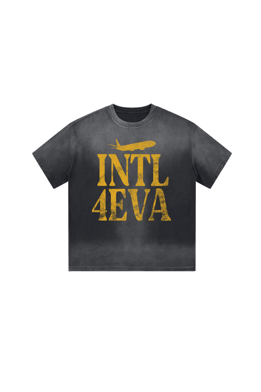 INTL4EVA Faded Wash T-Shirt Black