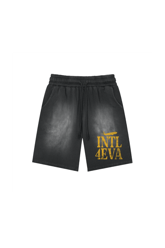 INTL4EVA Faded Wash Shorts Black