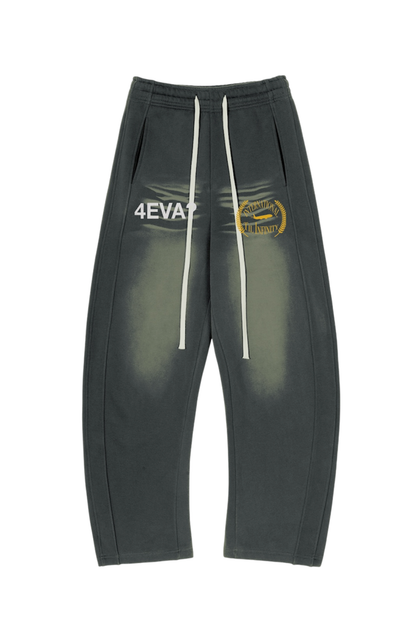 4EVA? curved washed sweatpants with modern streetwear silhouette
