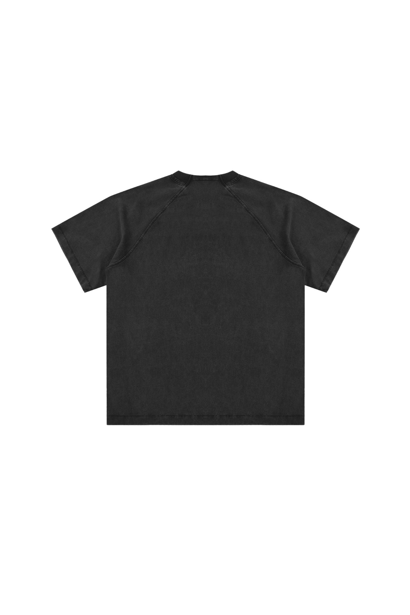 back of a Black t-shirt on a white background