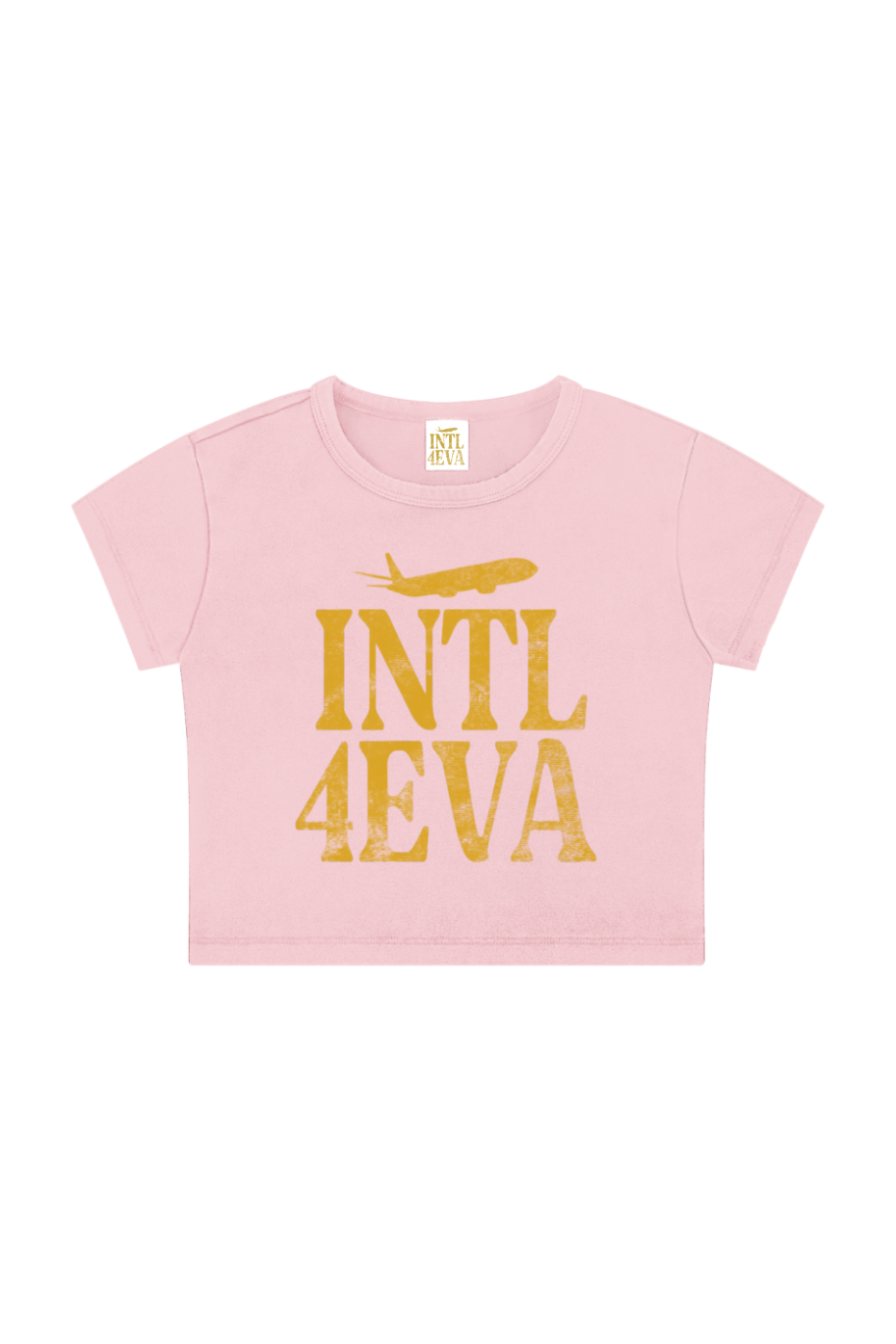 INTL4EVA Womens Washed Pink Baby Tee