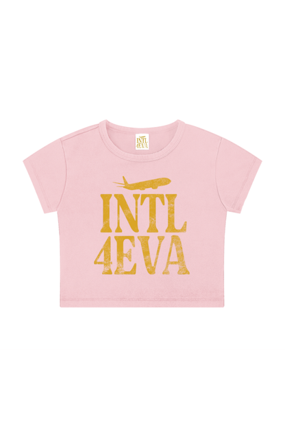 INTL4EVA Womens Washed Pink Baby Tee